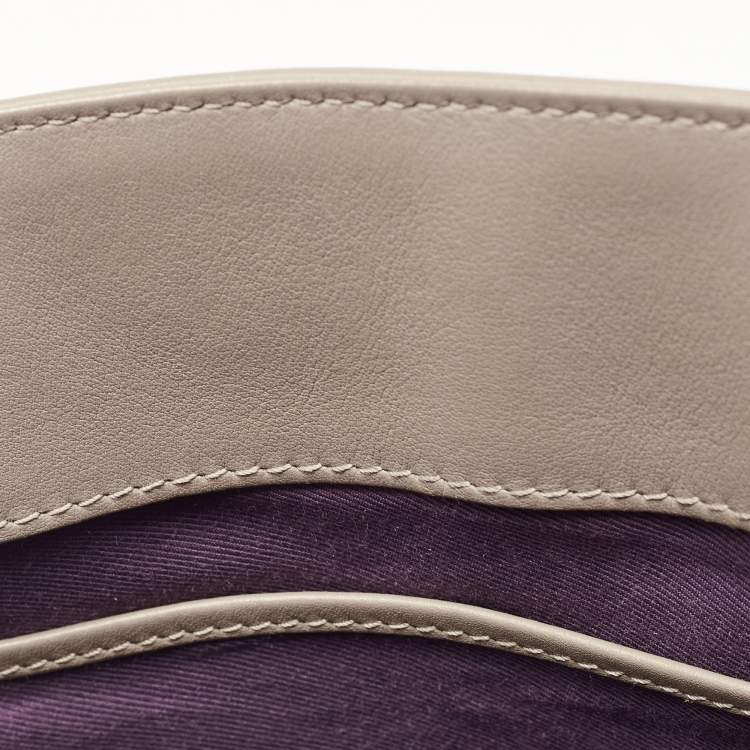 Pre Owned Bvlgari Khaki Green Leather Leoni Top Handle Bag
