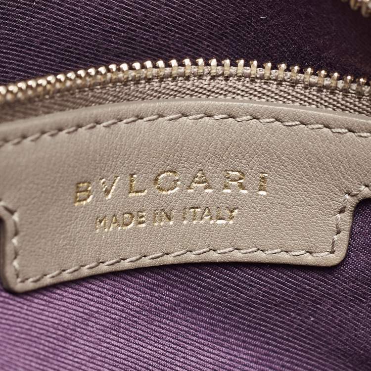 Pre Owned Bvlgari Khaki Green Leather Leoni Top Handle Bag