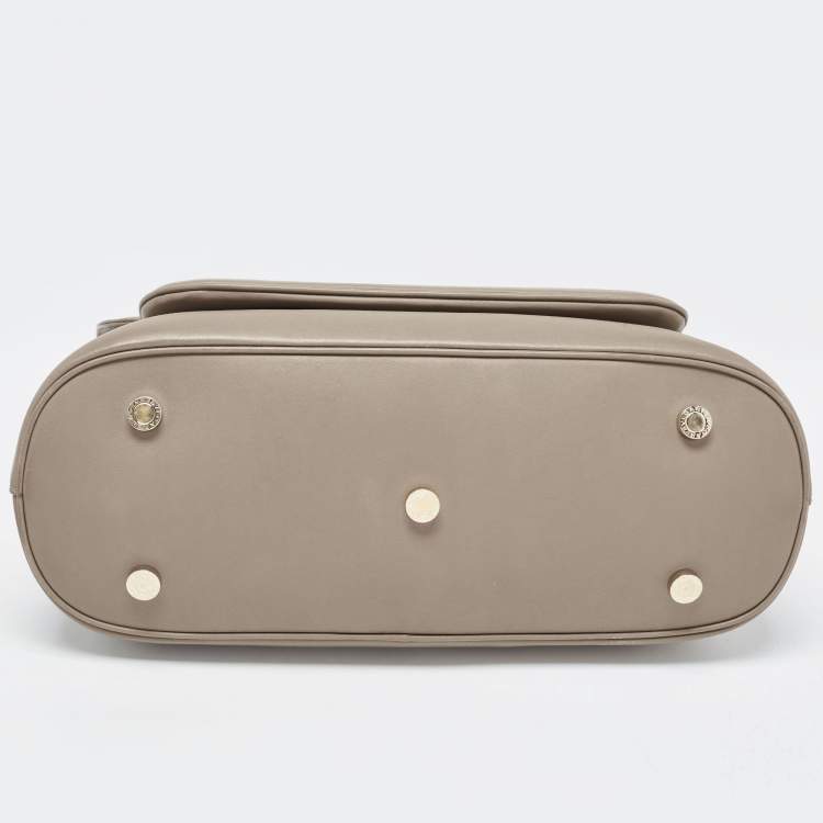 Pre Owned Bvlgari Khaki Green Leather Leoni Top Handle Bag