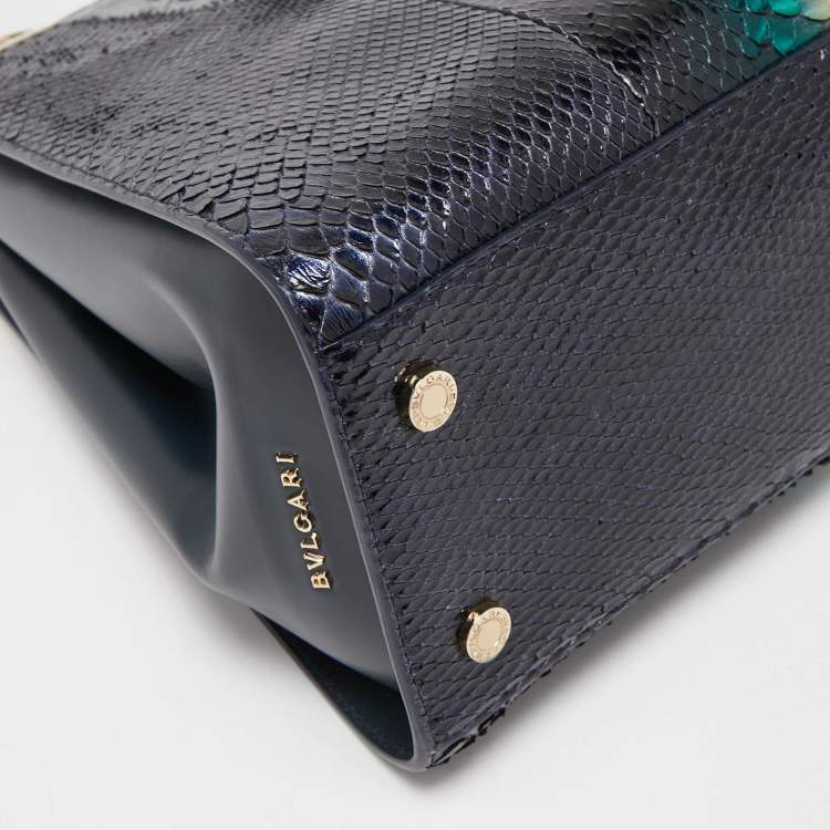 Pre Owned Bvlgari Multicolor Python Metal Side Frame Satchel