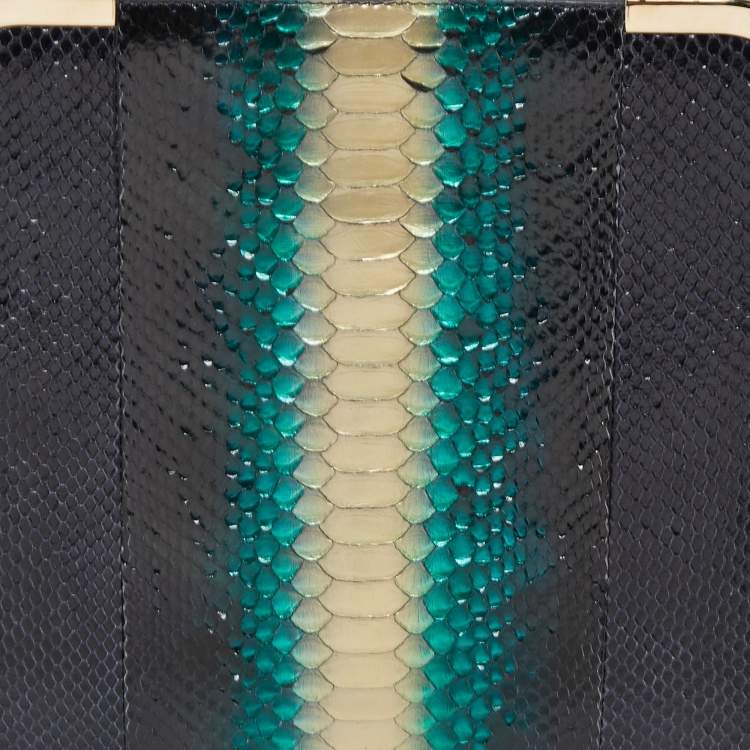 Pre Owned Bvlgari Multicolor Python Metal Side Frame Satchel