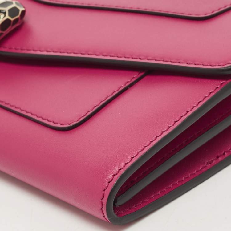 Pre Owned Bvlgari Fuchsia Leather Serpenti Forever Wallet