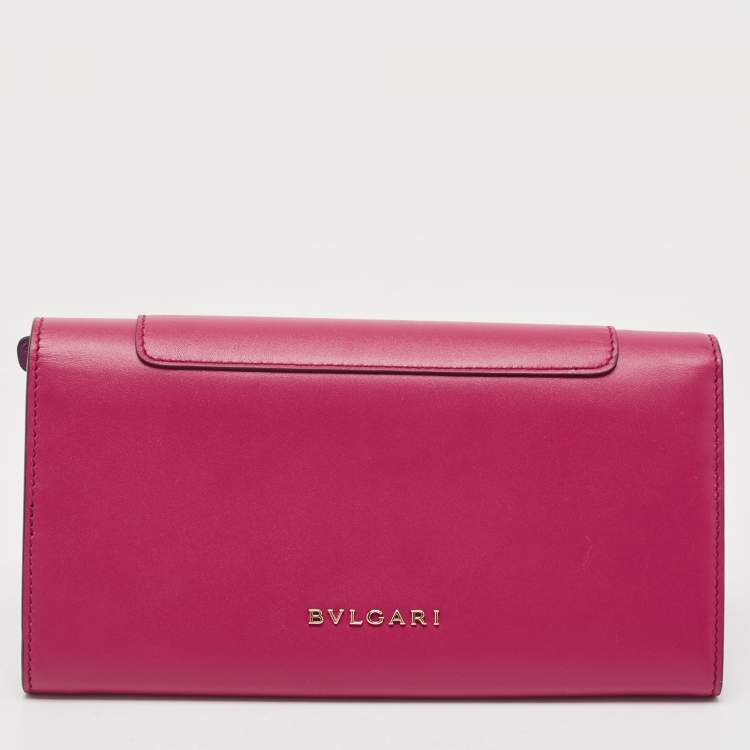 Pre Owned Bvlgari Fuchsia Leather Serpenti Forever Wallet