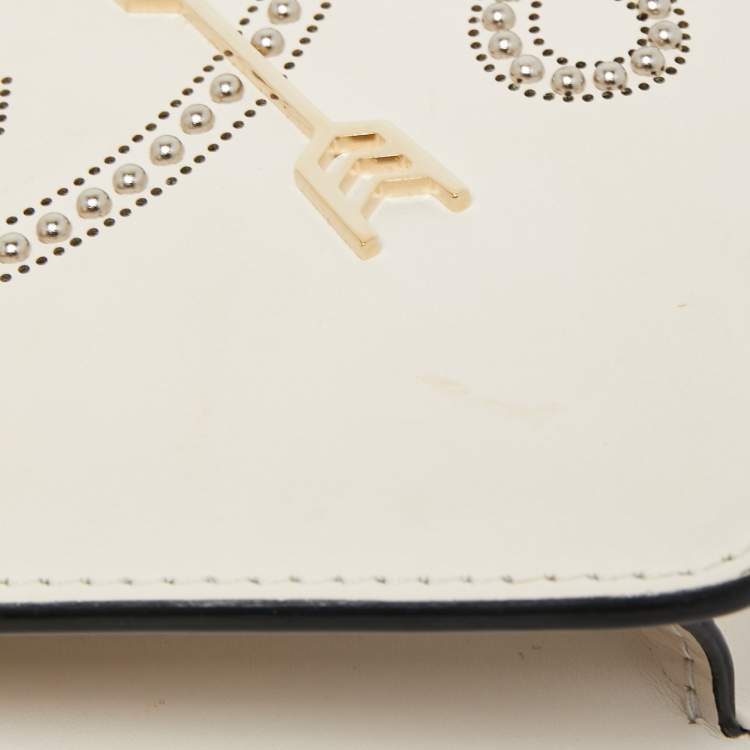 Pre Owned Bvlgari Off White Leather Studded Small Serpenti Forever Shoulder Bag
