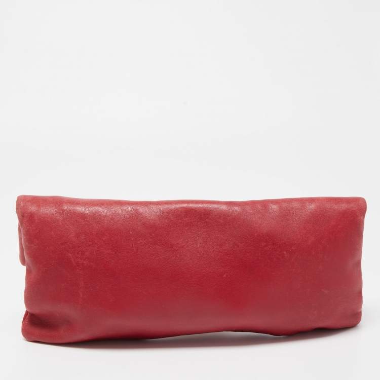 Pre Owned Bvlgari Red Leather Monete Clutch