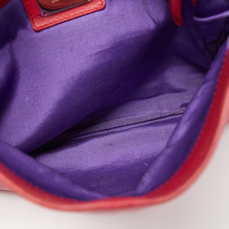 Pre Owned Bvlgari Red Leather Monete Clutch