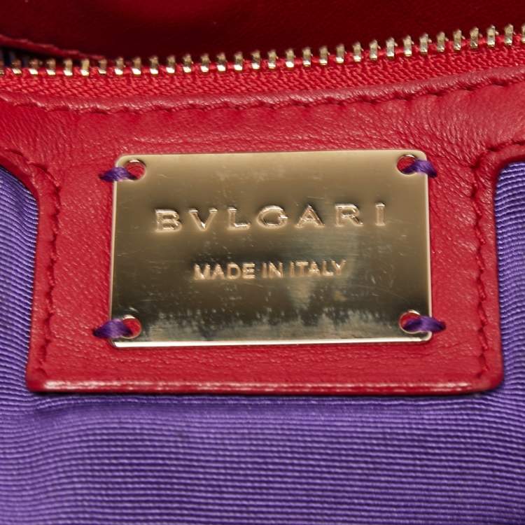 Pre Owned Bvlgari Red Leather Monete Clutch