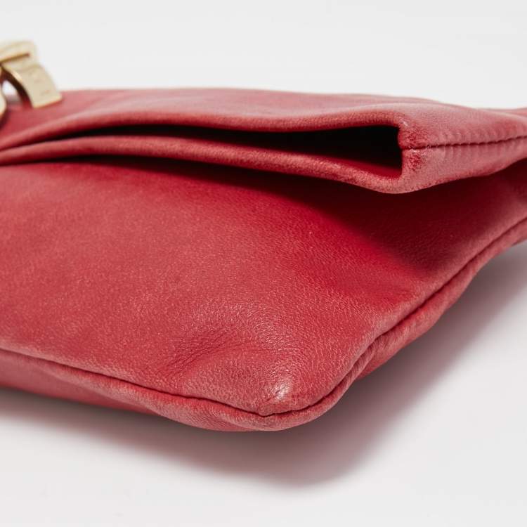 Pre Owned Bvlgari Red Leather Monete Clutch