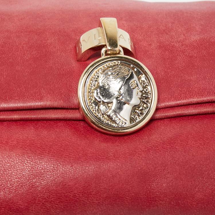 Pre Owned Bvlgari Red Leather Monete Clutch