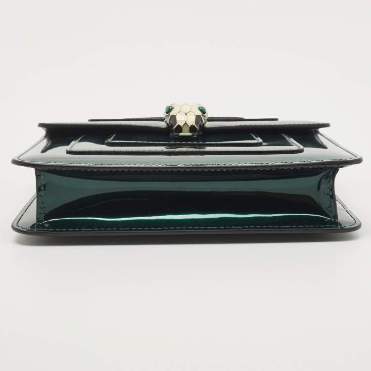 Pre Owned Bvlgari Green Patent Leather Small Serpenti Forever Crossbody Bag