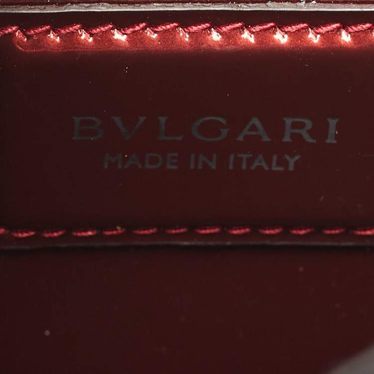 Pre Owned Bvlgari Red Patent Leather Serpenti Forever Flap Top Handle Bag