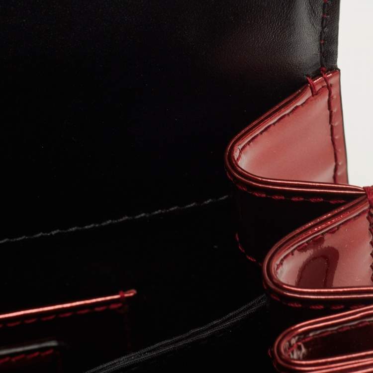 Pre Owned Bvlgari Red Patent Leather Serpenti Forever Flap Top Handle Bag