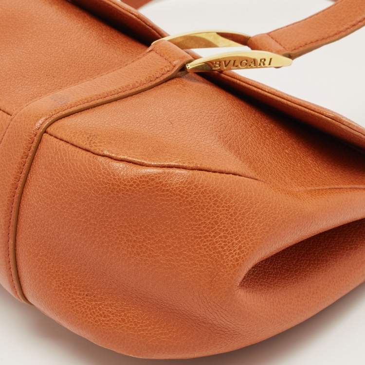 Pre Owned Bvlgari Tan Leather Logo Satchel
