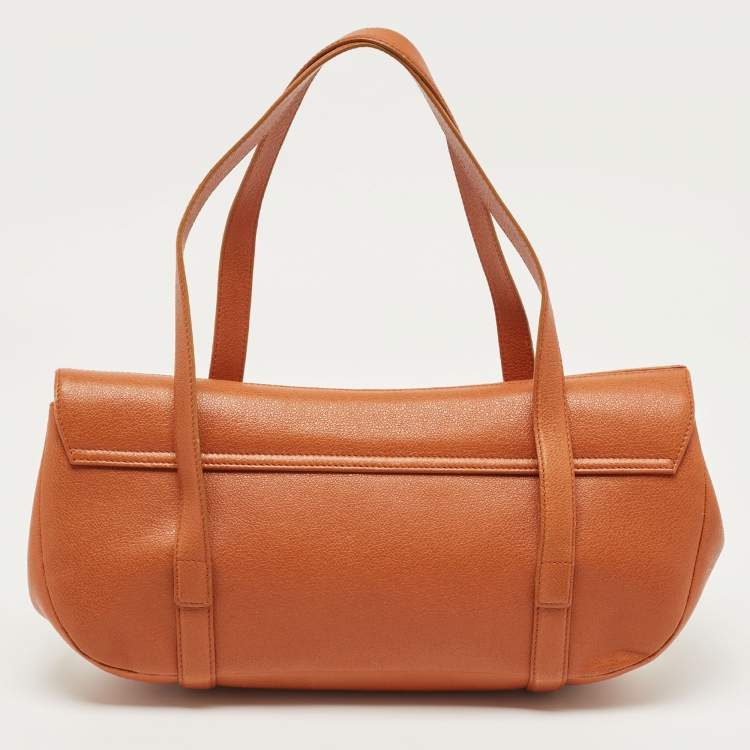 Pre Owned Bvlgari Tan Leather Logo Satchel
