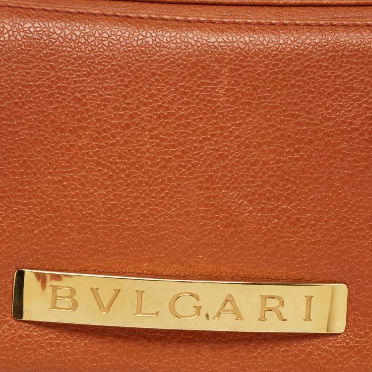 Pre Owned Bvlgari Tan Leather Logo Satchel