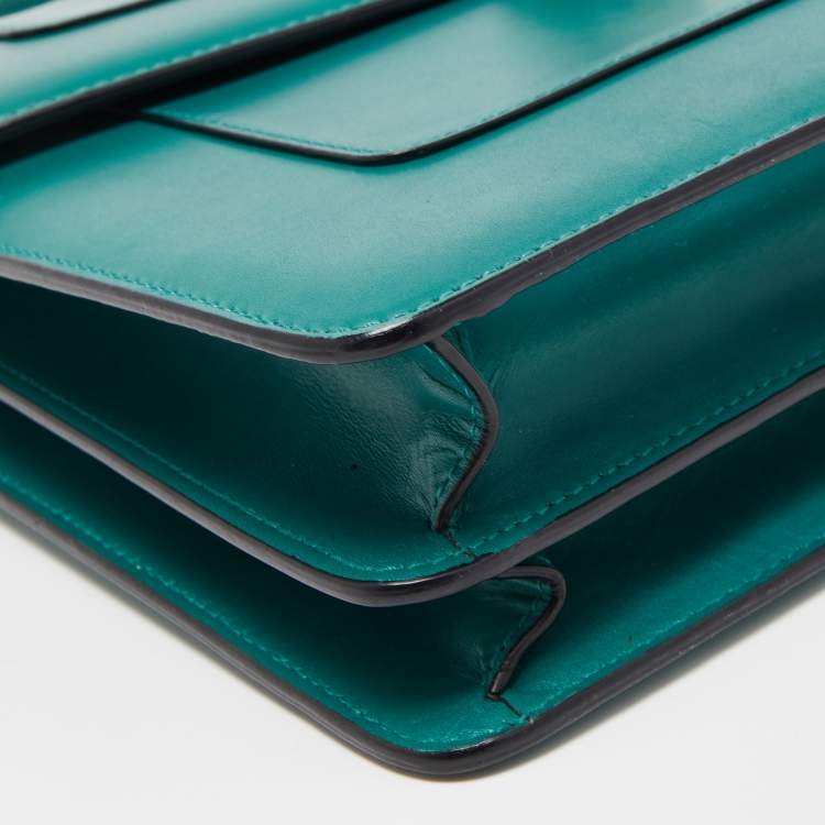 Pre Owned Bvlgari Green Malachite Leather Serpenti Forever Top Handle Bag