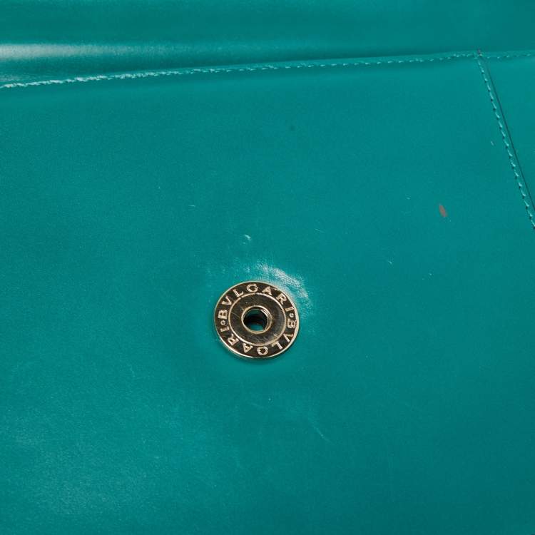 Pre Owned Bvlgari Green Malachite Leather Serpenti Forever Top Handle Bag