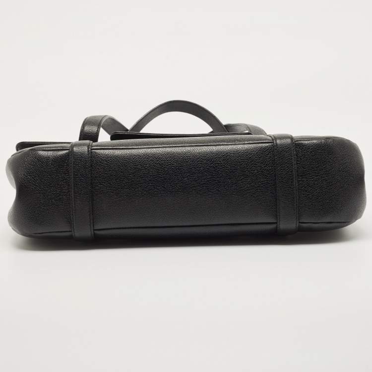 Pre Owned Bvlgari Black Leather Logo Shoulder Bag