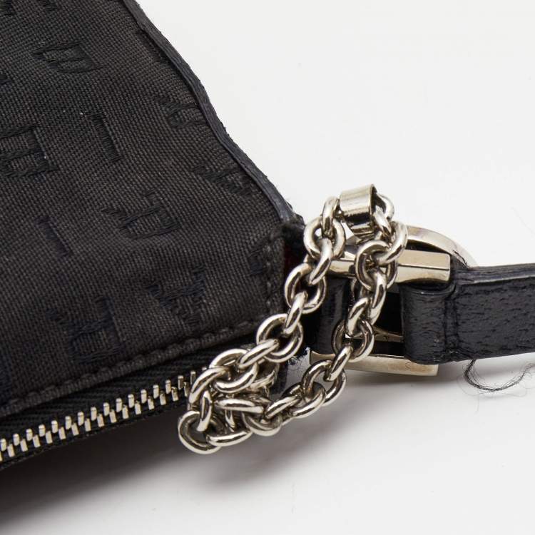 Pre Owned Bvlgari Black Macadam Canvas and Leather Zip Baguette Bag