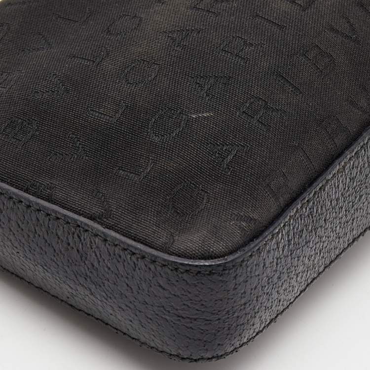 Pre Owned Bvlgari Black Macadam Canvas and Leather Zip Baguette Bag