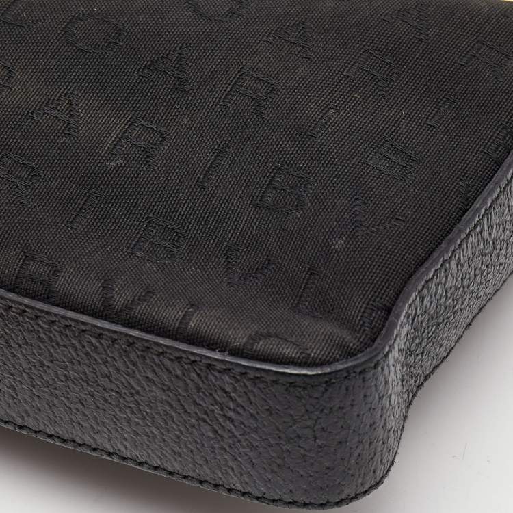 Pre Owned Bvlgari Black Macadam Canvas and Leather Zip Baguette Bag