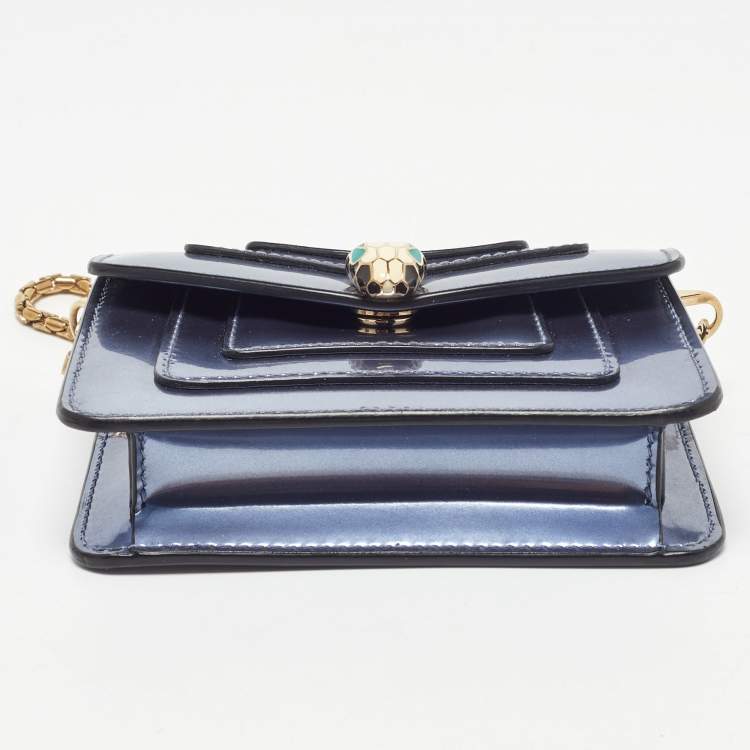 Pre Owned Bvlgari Light Purple Patent Leather Serpenti Forever Chain Wallet