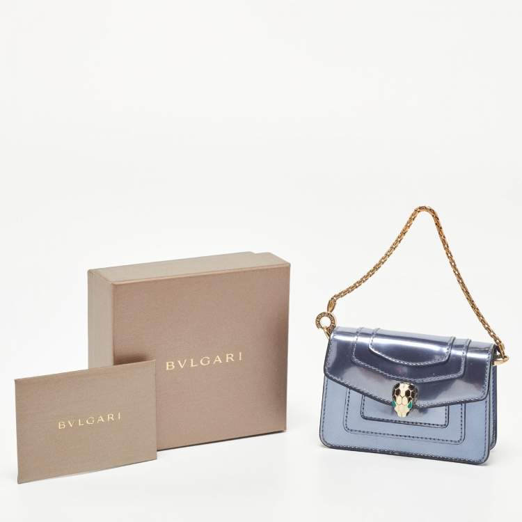 Pre Owned Bvlgari Light Purple Patent Leather Serpenti Forever Chain Wallet