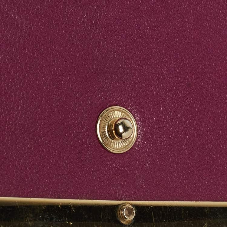 Pre Owned Bvlgari Purple Printed Fabric Metal Flap Continental Wallet