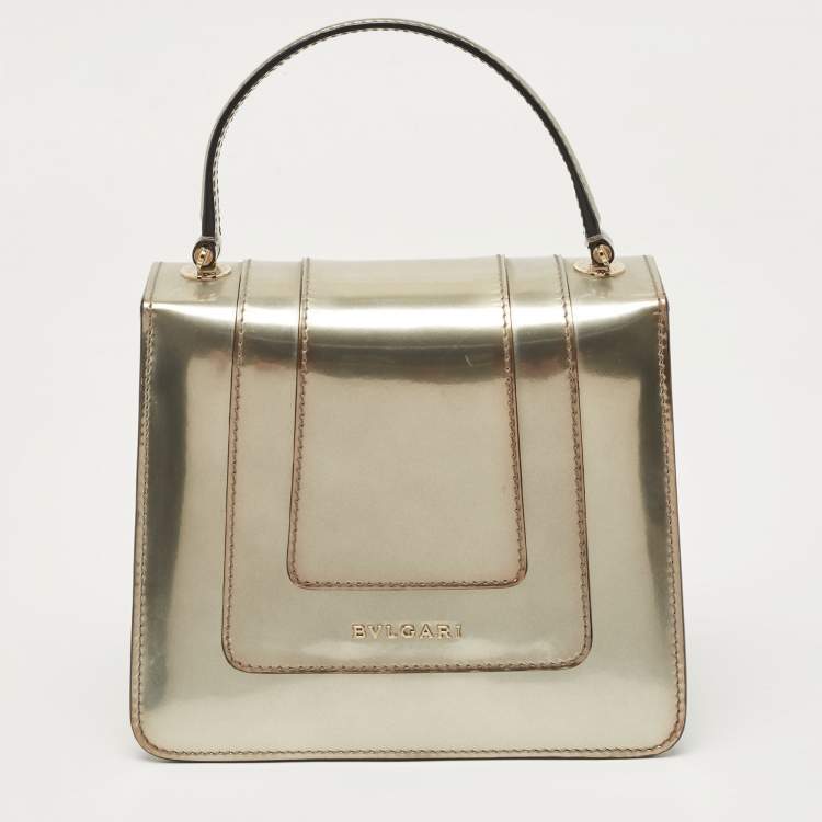Pre Owned Bvlgari Metallic Mirror Leather Small Serpenti Forever Top Handle Bag