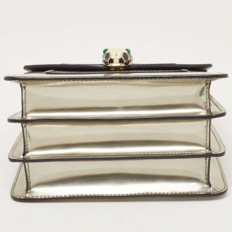 Pre Owned Bvlgari Metallic Mirror Leather Small Serpenti Forever Top Handle Bag