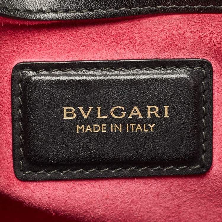 Pre Owned Bvlgari Black Leather and Snakeskin Serpenti Scaglie Tote
