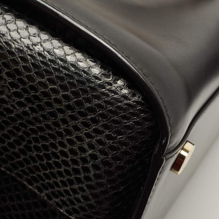 Pre Owned Bvlgari Black Leather and Snakeskin Serpenti Scaglie Tote