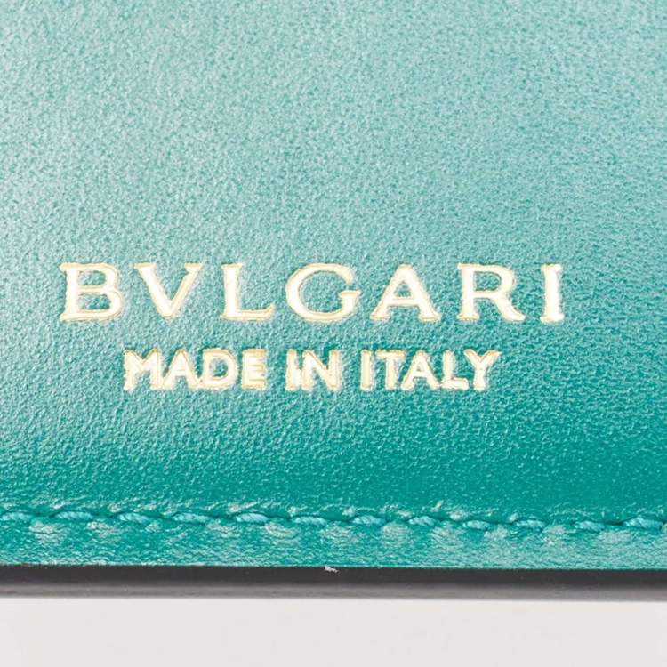 Pre Owned Bvlgari Black Leather Serpenti Forever Double Flap Compact Wallet