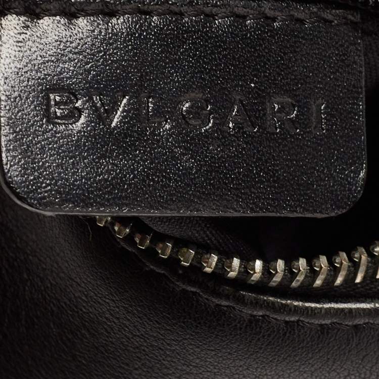 Pre Owned Bvlgari Blue/Black Denim and Leather Mania Hobo
