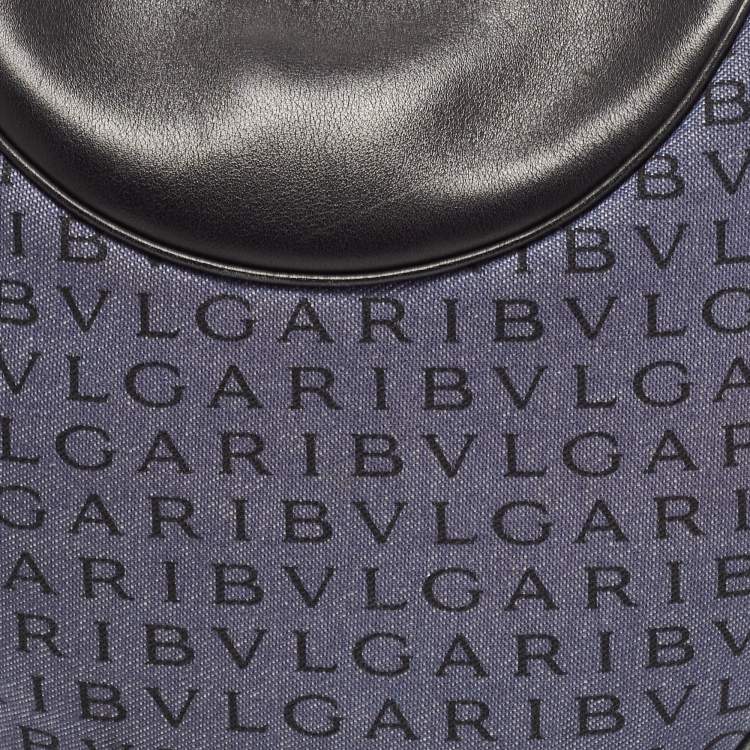 Pre Owned Bvlgari Blue/Black Denim and Leather Mania Hobo