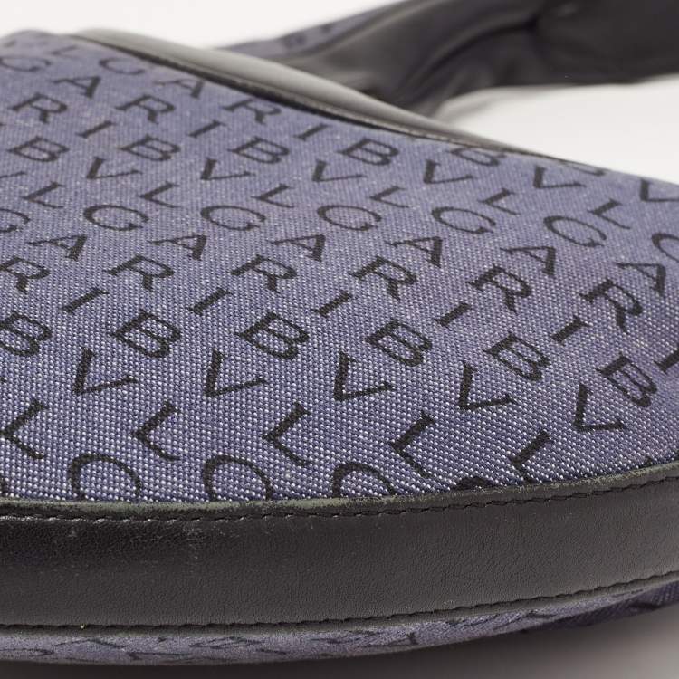Pre Owned Bvlgari Blue/Black Denim and Leather Mania Hobo
