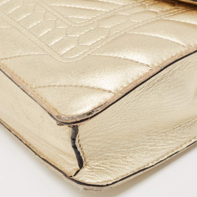 Pre Owned Bvlgari Gold Quilted Leather Serpenti Forever Crossbody Bag