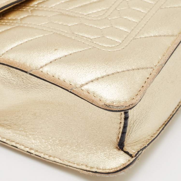 Pre Owned Bvlgari Gold Quilted Leather Serpenti Forever Crossbody Bag