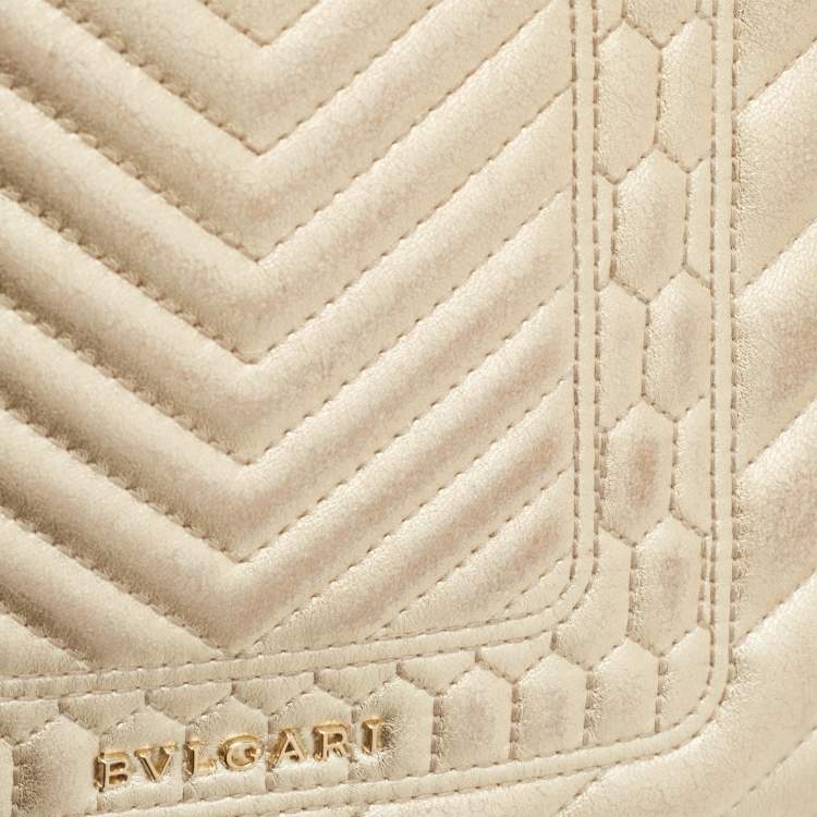 Pre Owned Bvlgari Gold Quilted Leather Serpenti Forever Crossbody Bag