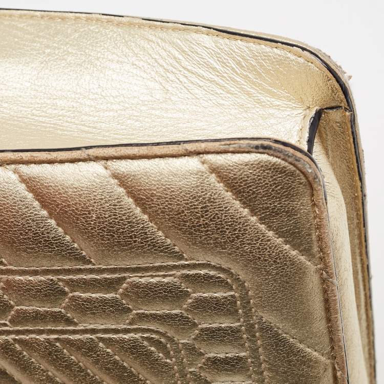 Pre Owned Bvlgari Gold Quilted Leather Serpenti Forever Crossbody Bag
