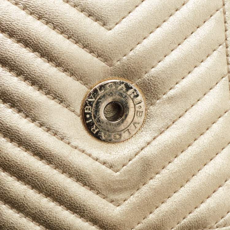 Pre Owned Bvlgari Gold Quilted Leather Serpenti Forever Crossbody Bag