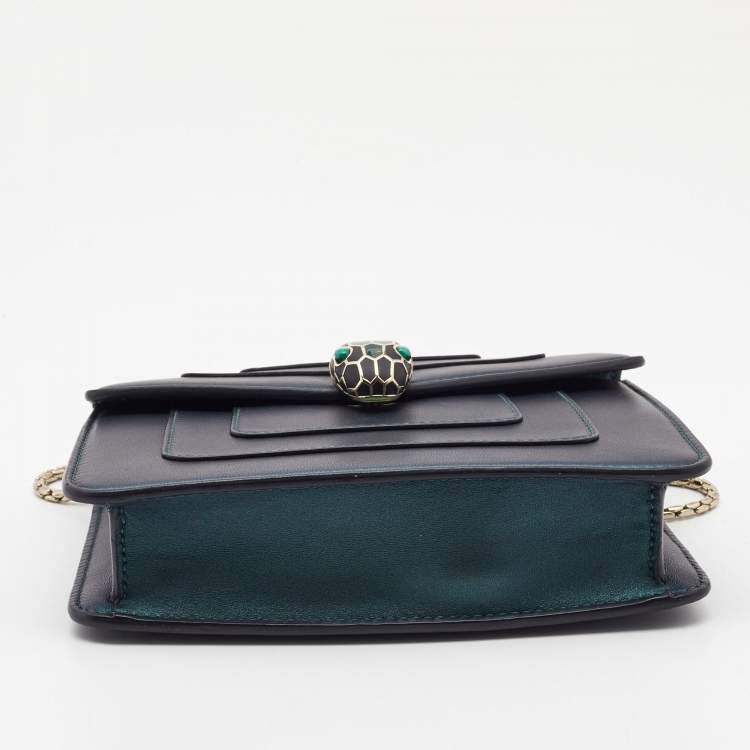 Pre Owned Bvlgari Green Leather Small Serpenti Forever Shoulder Bag