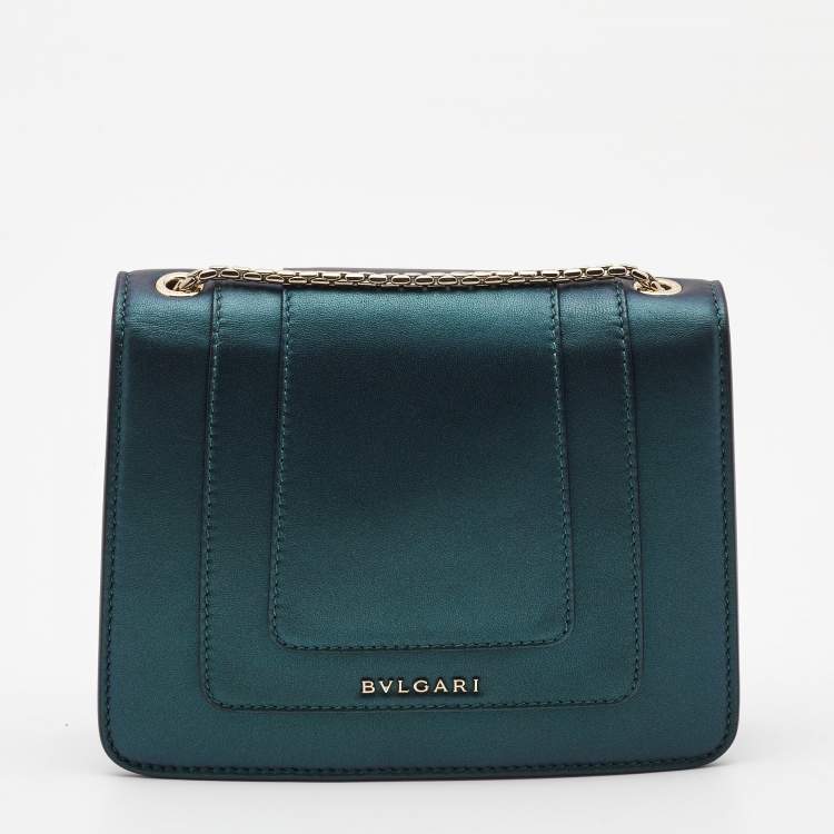 Pre Owned Bvlgari Green Leather Small Serpenti Forever Shoulder Bag
