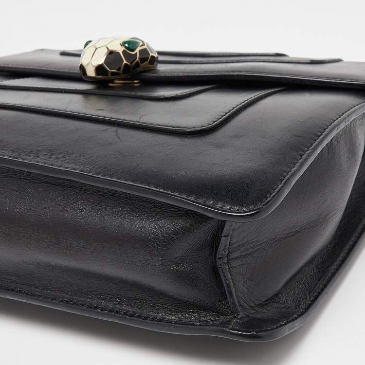 Pre Owned Bvlgari Black Leather Serpenti Forever Crossbody Bag