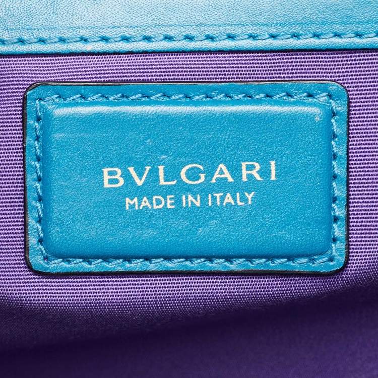 Pre Owned Bvlgari Turquoise Blue Leather Large Serpenti Forever Shoulder Bag