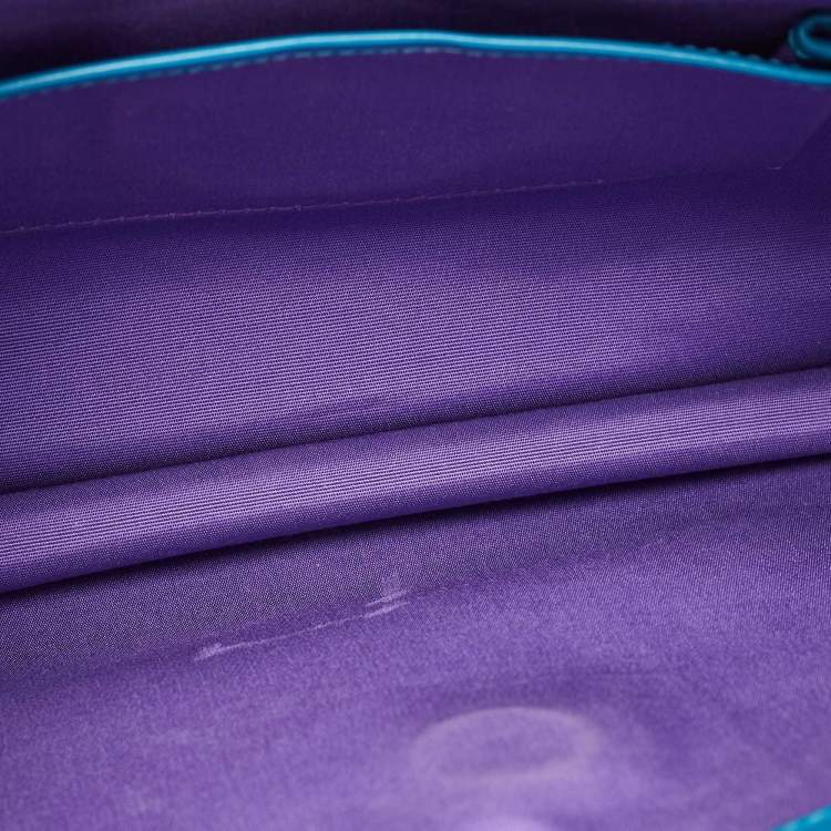 Pre Owned Bvlgari Turquoise Blue Leather Large Serpenti Forever Shoulder Bag