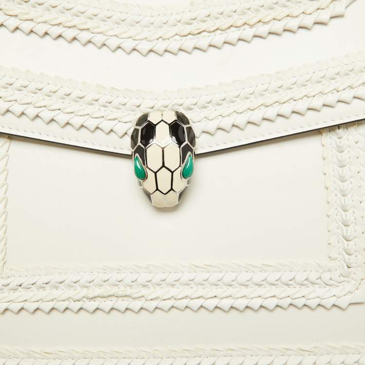 Pre Owned Bvlgari Off White Leather Large Serpenti Forever Shoulder Bag