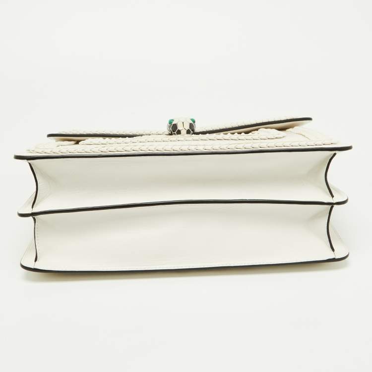 Pre Owned Bvlgari Off White Leather Large Serpenti Forever Shoulder Bag