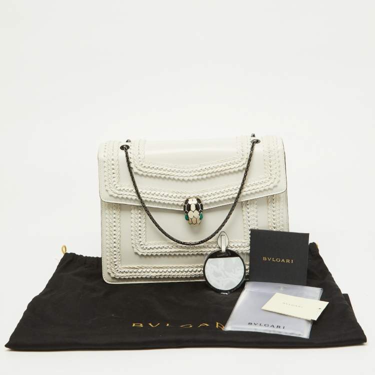 Pre Owned Bvlgari Off White Leather Large Serpenti Forever Shoulder Bag