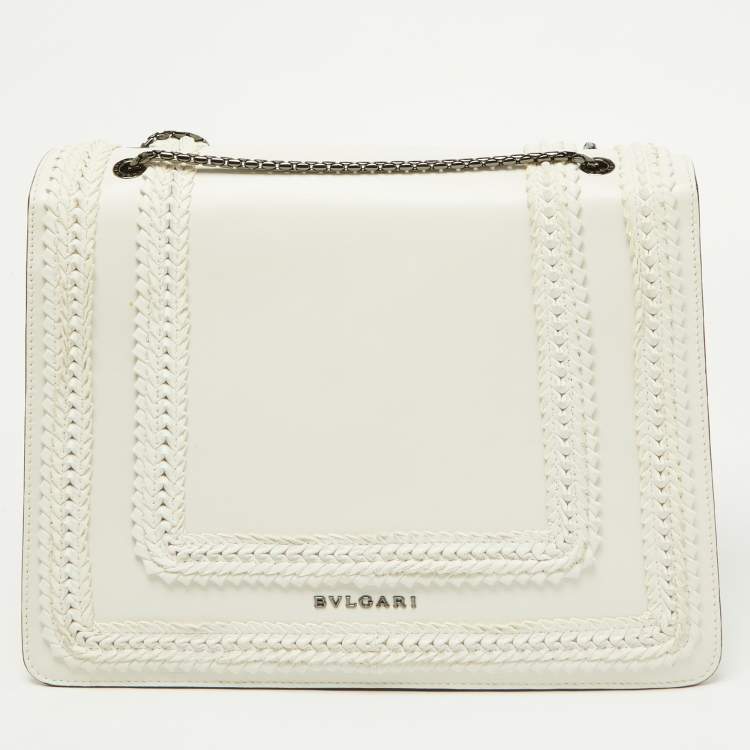 Pre Owned Bvlgari Off White Leather Large Serpenti Forever Shoulder Bag